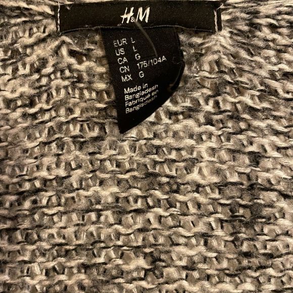 H&M Womens Grey Knit Long Open Cardigan Sweater Size Large - Picture 2 of 7